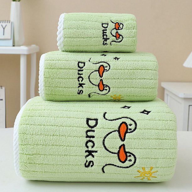 Toalla de cara suave para niños, toalla de baño, juego de tres piezas, absorbente, no se desprende fácilmente, de terciopelo coral, para lavarse la cara, para limpiar el cabello, toalla femenina