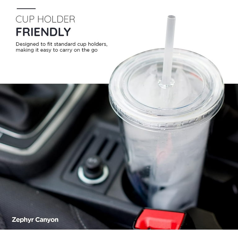 Zephyr Canyon Plastic Mason Jars with Handles, Lids and Straws | 20 oz Double Insulated Tumbler with Straw | 4 Pack Set of 4 | Wide Mouth Mason Jar
