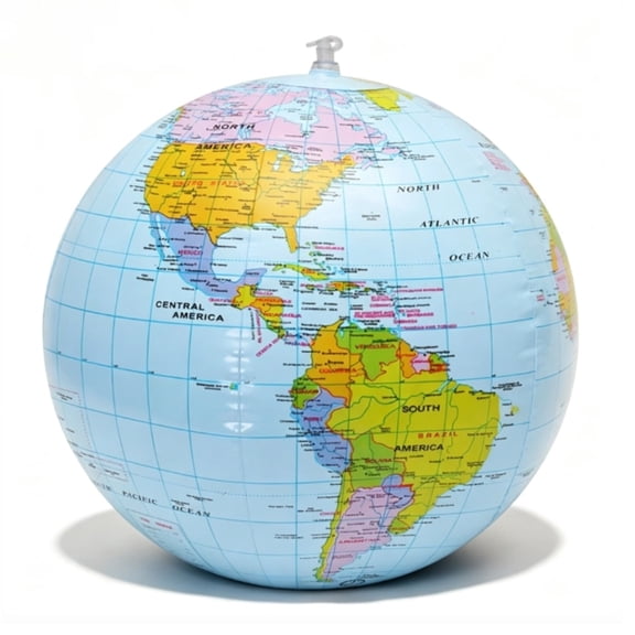 Fun Express Giant Inflatable World Globe Beach Ball - Colorful Earth Map, Swimming Pool Ball Birthday Beach Party Decoration Summer Water Games Gifts for Beach Playing or Teaching