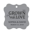 thumbnail image 1 of Darling Souvenir Grown With Love Personalized Fancy Frame Bonbonniere Wedding Party Favor Paper Tags-Gray-100 Tags, 1 of 1