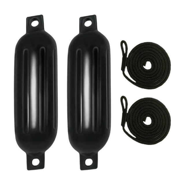 ZLight 2x Boat Fenders 6mm x 1.5M Collision PVC Anti Ropes for Docking Pontoon Black G0 Black Rope Rope 6x1.5m