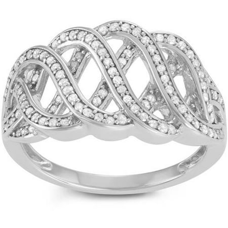 Brinley Co. Women's 2/5 Carat T.D.W. Diamond Sterling Silver Twist Fashion Ring
