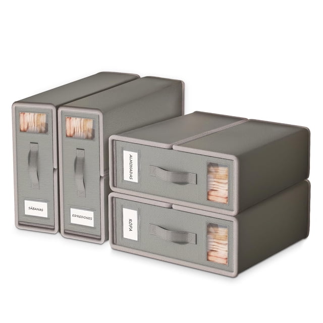 VIOPY Organizador De Sabanas, 4 Piezas Cajas De Almacenamiento, Organizador De Ropa De Cama Plegable, Contenedores De Almacenamiento De Tela Para Juego De Sábanas, Para Closet, Debajo De La