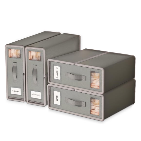 VIOPY Organizador De Sabanas, 4 Piezas Cajas De Almacenamiento, Organizador De Ropa De Cama Plegable, Contenedores De Almacenamiento De Tela Para Juego De Sábanas, Para Closet, Debajo De La