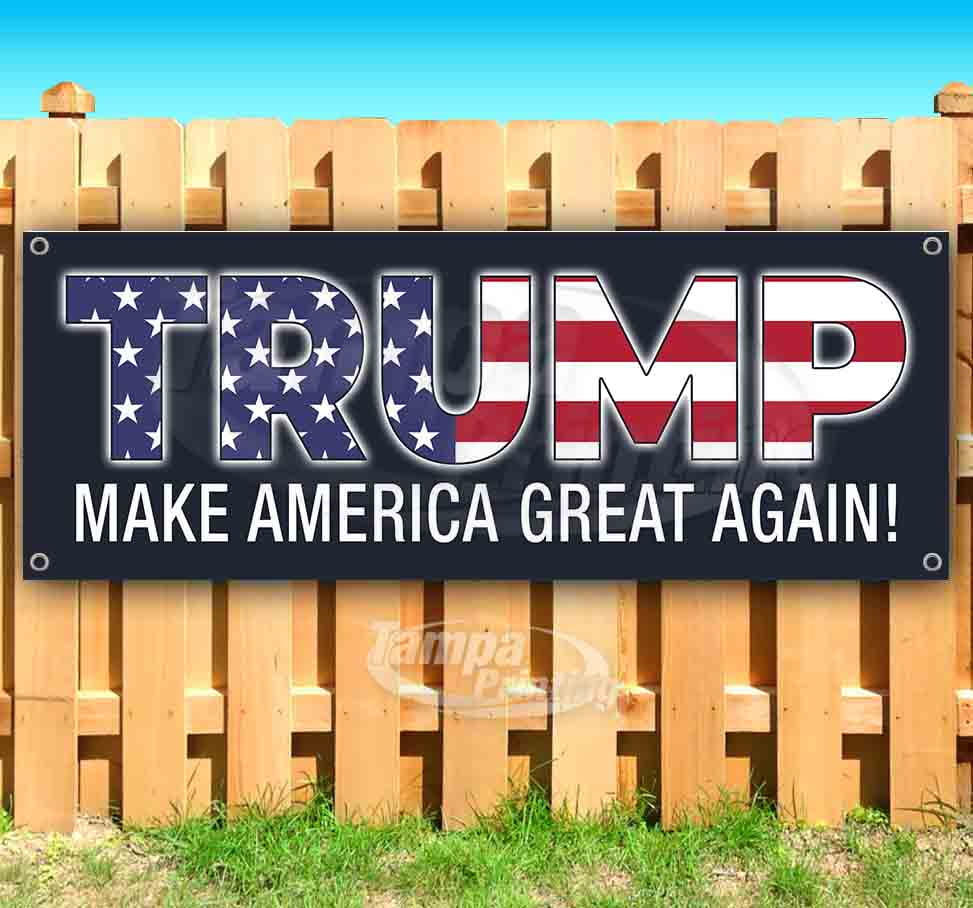 Store Many Sizes Available Trump We Will Build It Again 13 oz Heavy Duty Vinyl Banner Sign with Metal Grommets Advertising Flag, New 