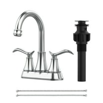 Bathroom Faucet Chrome with Pop-up Drain & Supply Hoses 2-Handle 360 Degree High Arc Swivel Spout Centerset 4 Inch Vanity Sink Faucet