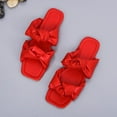 thumbnail image 6 of GERsome Womens Comfy Slippers Bow Mules Square Toe Slip on Flat Ladies Evening Party Wedding Sandals, 6 of 7