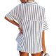 thumbnail image 4 of Jumpingount Camisa de mujer Media manga a rayas Blusa con bolsillos Camisa de media manga a rayas Botón con cuello en V Top Prendas para la parte del cuerpo Blanco XXL Jumpingount AP003125-05, 4 of 6