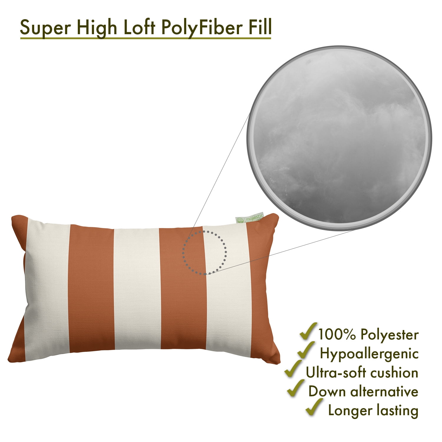 Majestic Home Goods Vertical Stripe Indoor Outdoor Small Decorative Throw Pillow