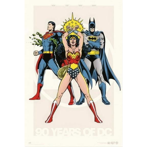 DC Comics 90th Anniversary - Comic Poster (Batman, Superman & Wonder-Woman) (Size: 24" x 36")