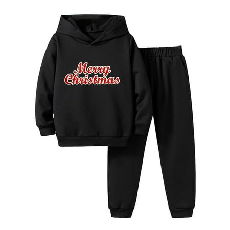

Toddler Boys Girls Winter Christmas Long Sleeve Letter Prints Hoodie Tops Pants 2PCS Outfits Clothes Set Boys Sweatsuit 4t Gab Baby Boy Dinosaur Toddler Clothes Sweatsuits for Boys Toddler Boys