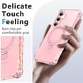 thumbnail image 4 of Dteck for Samsung Galaxy S25 Case with Rotating Magnetic Stand, Compatible with MagSafe, Military-Grade Drop Protection Frosted Translucent Phone Cover for Samsung Galaxy S25,Pink, 4 of 6