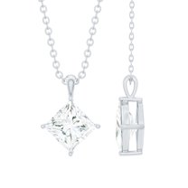 Rosec Jewels Princess Cut Moissanite Solitaire Pendant (5.50 mm, 1 CT, D-VS1 Quality), 14K White Gold