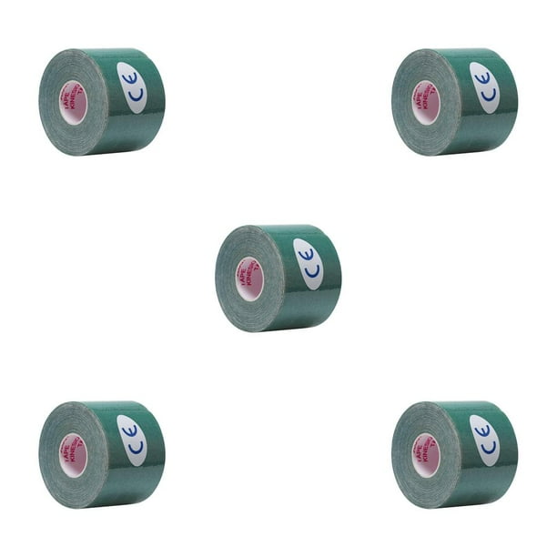 Toystoory Cinta muscular Deporte elástico Vendaje muscular Gimnasio Fitness Recuperación Correa articular, Verde oscuro, 5 cm x 5 m Verde oscuro 5cm*5m 5piezas