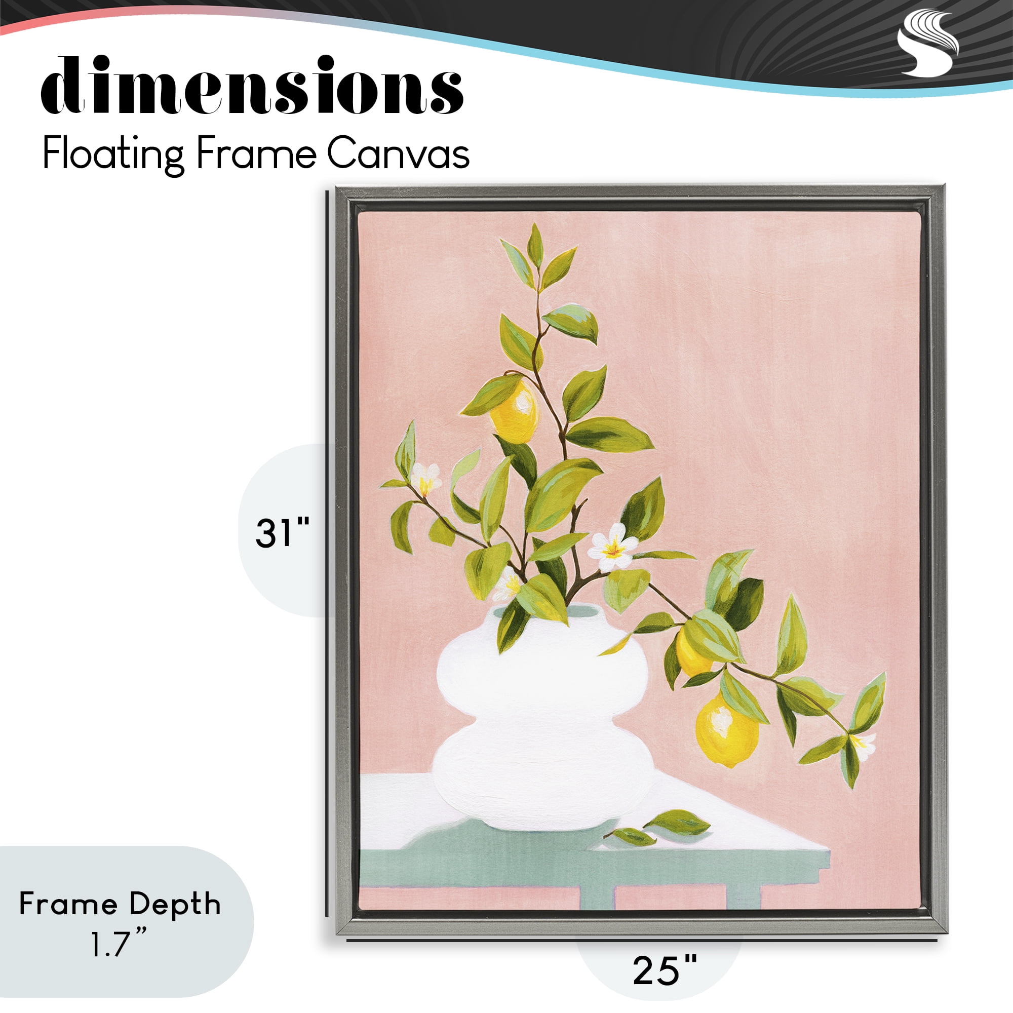 Stupell Industries Afternoon Limoncello Plant Gray Framed Floater Canvas Wall Art, design by Grace Popp