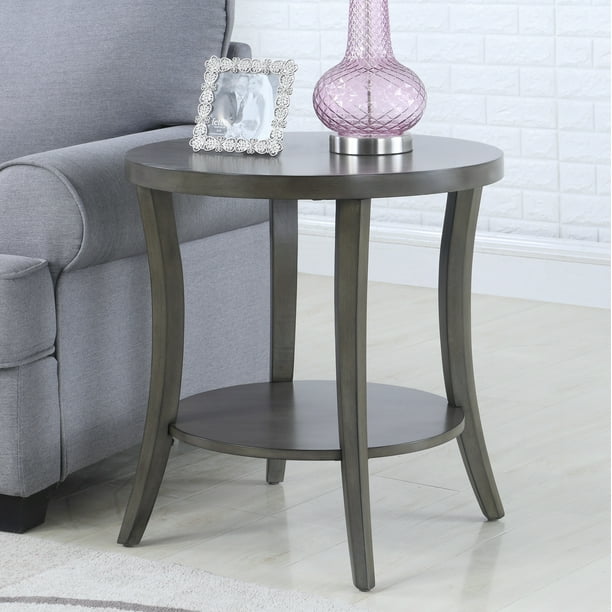 Roundhill Perth Contemporary Oval Shelf End Table Gray Com Roundhill Perth Contemporary Oval Shelf, Coaster Furniture Round Glass Top End Table With Shelf