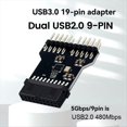 thumbnail image 4 of Motherboard USB3.0 19PIN to 2-Port USB2.0 9PIN Converter Adapter for Water Cooling RGB Light Fan Speed Measurement, 4 of 6