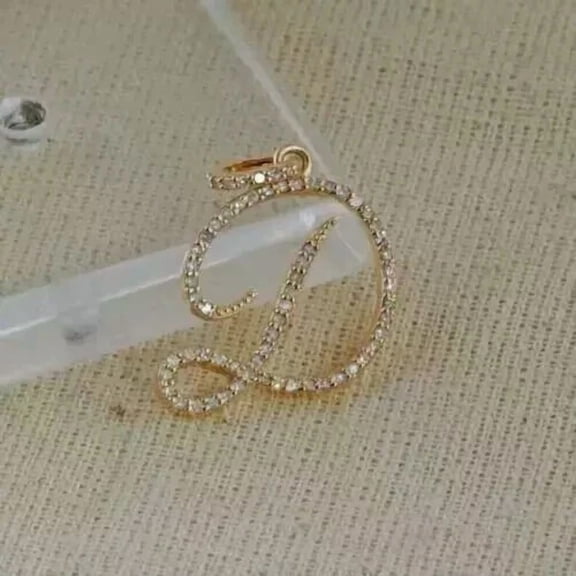 Custom Charm 1Ct Round Cut Lab Created Diamond Initial Letter D Pendant Charm 14K Yellow Gold Plated