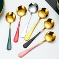 thumbnail image 5 of Cterwk Stainless Steel Long Handled Soup Spoons, Pink + Gold, 8 Pcs, 6.3 Inches, 5 of 6
