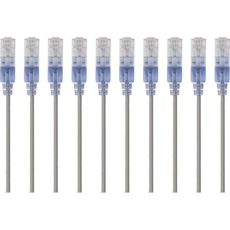 UPC: 0889028032473 | Monoprice 10-Pack  SlimRun Cat6A Ethernet Network Patch Cable  10ft Gray