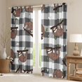 thumbnail image 2 of Homewish Kawaii Sloth Black Out Curtains for Children Teens,Geometric Plaid Grid Curtains Pack of 2 (42x63 Each),Cartoon Animal Bedroom Curtains,Lightweight Room Decor, 2 of 6