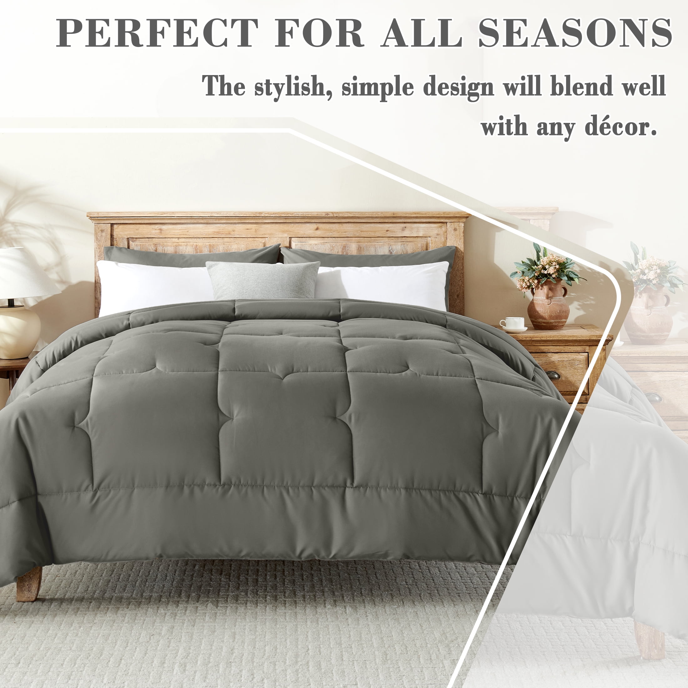 CIVETET 3-Piece Queen Comforter Set, Luxury Bed Linen - All-Season Down Alternative Bedding Bundle with 2 Pillow Shams, Premium Soft Bedding Set Machine Washable