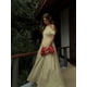 thumbnail image 5 of Vestido largo elegante de mujer, liso, con cuello Diagonal, diseño de telas combinadas con plisado, elegante, con una hilera de botones, manga corta, corte A, ropa de fiesta para mujer, 5 of 5