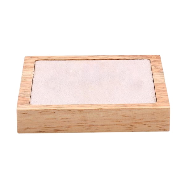 Bandeja de madera de terciopelo para joyas, soporte multifuncional para presentación de joyas. Beige