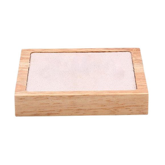 Bandeja de madera de terciopelo para joyas, soporte multifuncional para presentación de joyas. Beige