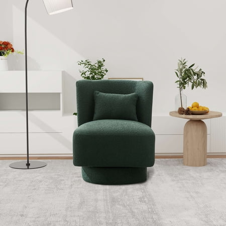 360 Degree Swivel Accent Chair, Swivel Accent Chair with Cushion and High Backrest, 360 Degree Swivel Barrel Club Chair for Nursery, Living Room, Vanity Bedroom, Office, Lounge (Green)
