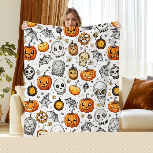 Muticolor-A2, variant on Halloween Throw Blanket 30" x 40" - Soft Flannel Blanket, Cozy Plush for Couch, Sofa & Bed, Fall Winter Decor, for Kids & Adults