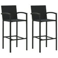 thumbnail image 1 of vidaXL Bar Stools 2 pcs Black Poly Rattan, 1 of 5