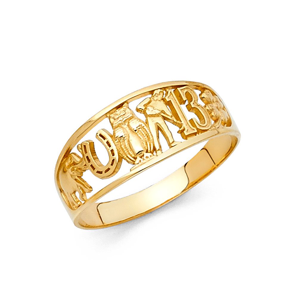 Jewelry 14k Yellow Gold Lucky Ring Size 7 Jewelry Gifts for Women 2.2 Grams