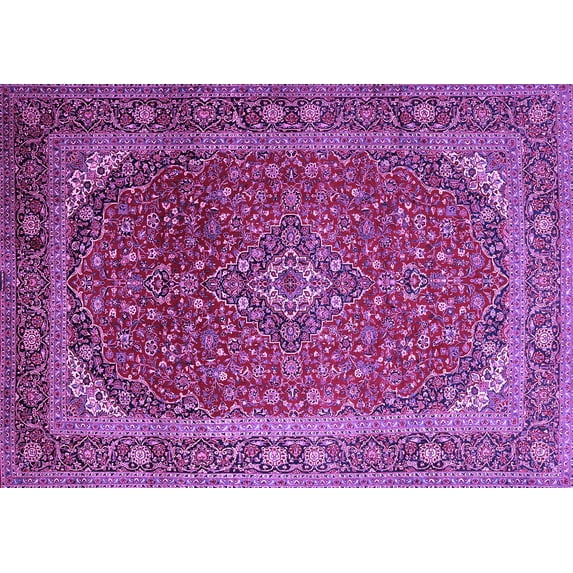 Ahgly Company Indoor Rectangle Medallion Purple Traditional Area Rugs, 7' x 9'