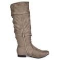 thumbnail image 2 of Women Pu/Suede Wide Calf Knee High Boots Slouch Flat Heel Booties Shoes Blvd-W Wide/Calf/Taupe Size 5.5, 2 of 3