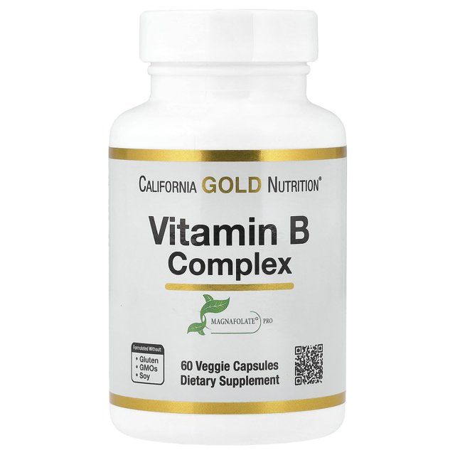 Suplemento del complejo de vitamina B de California Gold Nutrition, 60 cápsulas