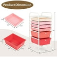 thumbnail image 3 of GOFLAME 6Drawer Rolling Storage Cart, Multifunctional Art Craft Organizer Cart, Mobile Utility Storage Cart with Removable Drawers & Lockable Wheels, Craft Cart for Home Office, School, Gradient Pink, 3 of 9