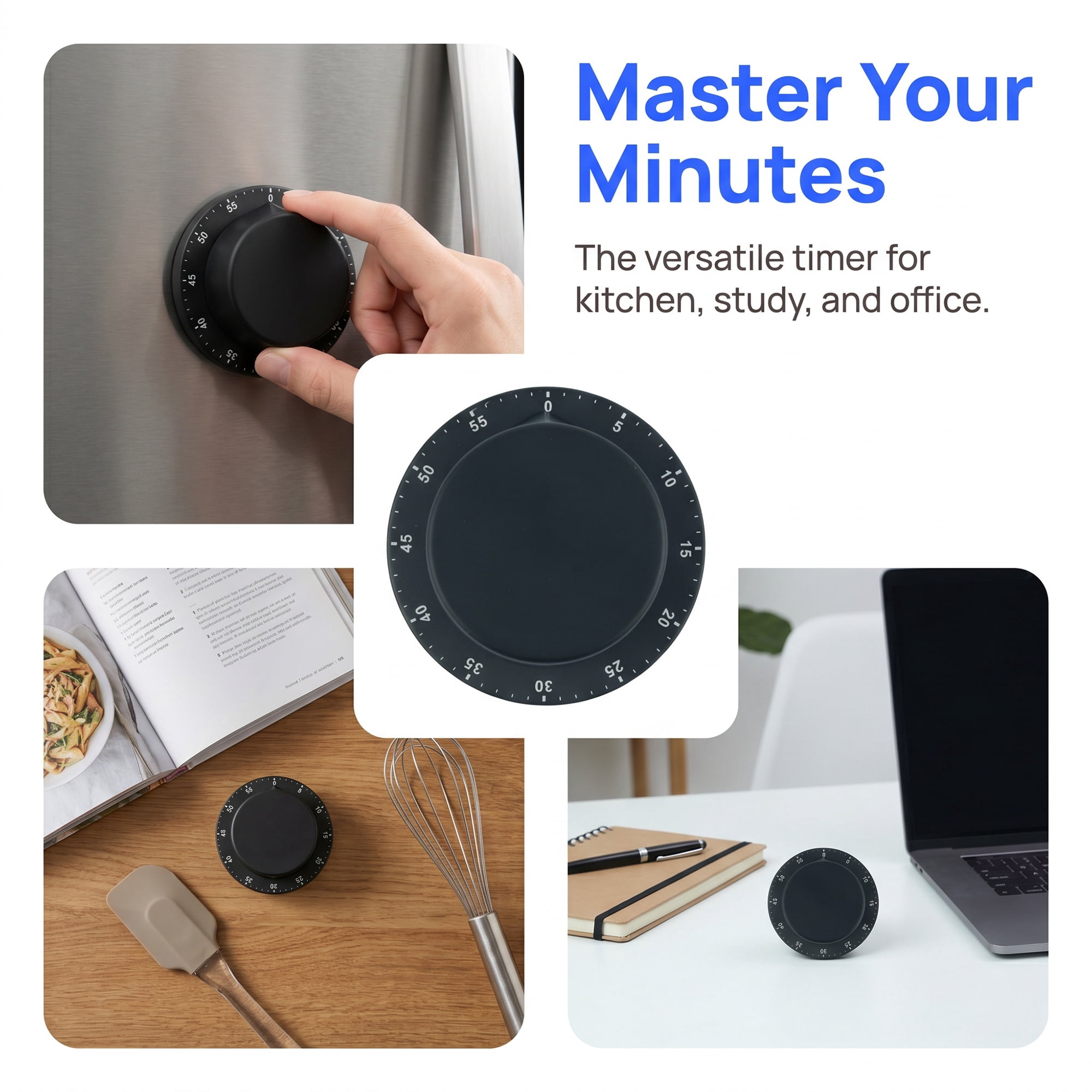Unique Bargains Durable Loud Alarm Magnetic Backing Timer for Cooking Black A