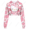 thumbnail image 3 of Hello Kitty Chandail à Capuche Court à Manches Longues pour Femmes, Décontracté, Ample, Mode, 3 of 7