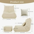 thumbnail image 2 of Bean Bag Chair Big Sofa for Adults Fireside Chair Togo Chair with Ottoman and Pillow Memory Foam Filled Tufted Comfy Lazy Floor Lounge for Living Room Gaming Venue, Cashmere, Beige, 2 of 9