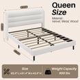 thumbnail image 3 of Frostbloom Queen Size Velvet Upholstered Platform Bed Frame with Wingback Headboard, No Box Spring Needed, White, 3 of 8