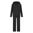 thumbnail image 6 of qolati Women's 2 Piece Outfits 2024 Trendy Long Sleeve Hoodies Sweater and Wide Leg Pants Tracksuit Casual Loose Knitted Sweatsuit Lounge Matching Sets, 6 of 7