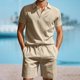 thumbnail image 1 of WILLBEST Traje de Verano para Hombre, de Carga Corta, Holgado, Informal, Transpirable, de Manga Corta, de Lino, 1 of 8