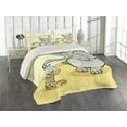 thumbnail image 2 of Ambesonne Animal Quilted Coverlet 3 Pcs, Bathing Mouse, King Size, Grey Yellow Cream, 2 of 4