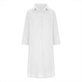 thumbnail image 4 of Edvintorg Women Casual Long Sleeve Turndown Collar Fall Dress Fashion Easy Double Pockets Solid Color Long Shirt Dress Cotton and Linen Plus Size Women's Clothings, 4 of 6