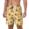 thumbnail image 1 of Balery Coffee Plaid Sunflower Bañador para hombre, shorts de playa de secado rápido con entrepierna y forro de compresión-Large, 1 of 6