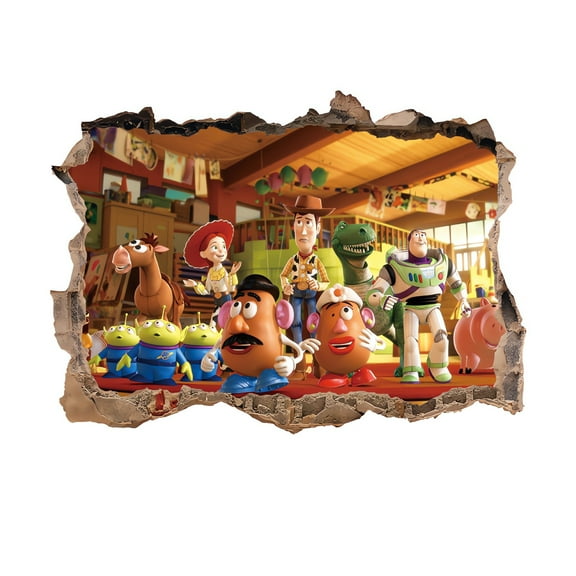 Toy Story Wall Sticker For Bedroom Living Room Nursery Party Decorations Anime Cartoon Background Self-Adhesive Wall Decor Baby Boy Girl Kids Room Wall Mural Decor Poster Gift