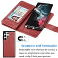 thumbnail image 3 of Galaxy S22 Ultra Case, for Samsung Galaxy S22 Ultra Wallet Case, [9 Card Slots] PU Leather ID Credit Holder Folio Flip [Detachable] Kickstand Phone Cover & Lanyard for Samsung S22 Ultra [Wine Red], 3 of 6