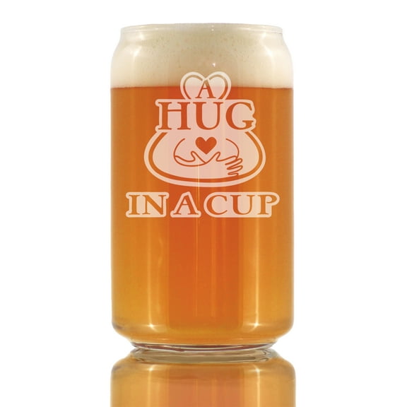 Bevvee Beer Can Pint Glass 16 oz Hug In A Cup Sympathy and Bereavement Gifts Beer Glasses