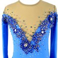 thumbnail image 3 of LIUHUO Blue Ice Figure Skating Dress Skin-fitting Diamond-decorated Breathable Moisture-absorbent Embellished 3D Lace flowers, 3 of 8